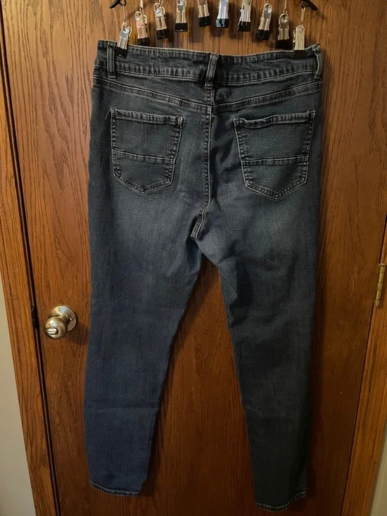 refuge Distressed Dark Gray-Blue Skinny Jeans - Picture 2 of 2